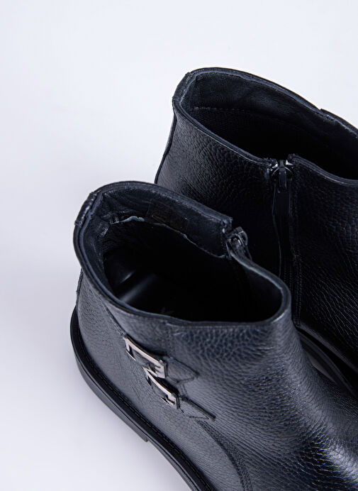 Fabrika Siyah Erkek Deri Bot HUGO-EGART - Görsel 5