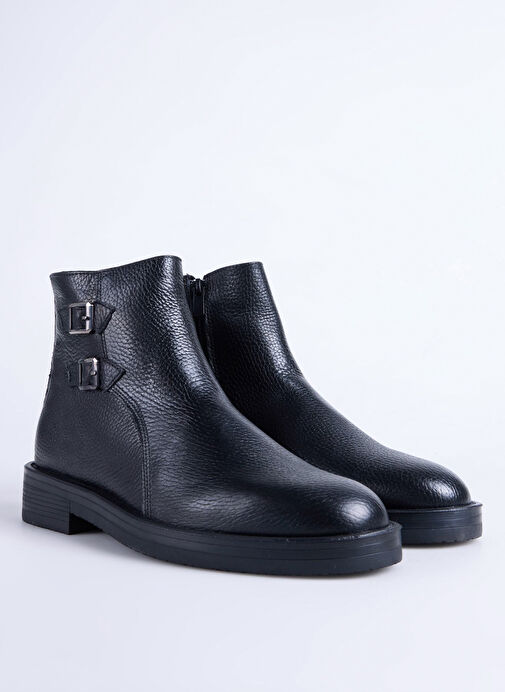 Fabrika Siyah Erkek Deri Bot HUGO-EGART - Görsel 3