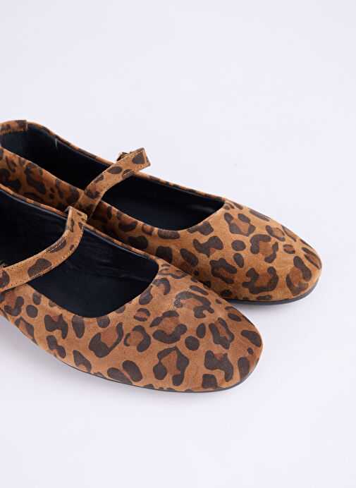 Fabrika Kahverengi Kadın Deri Babet D-DERVILA-LEOPAR - Görsel 6