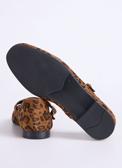 Fabrika Kahverengi Kadın Deri Babet D-DERVILA-LEOPAR - Görsel 5