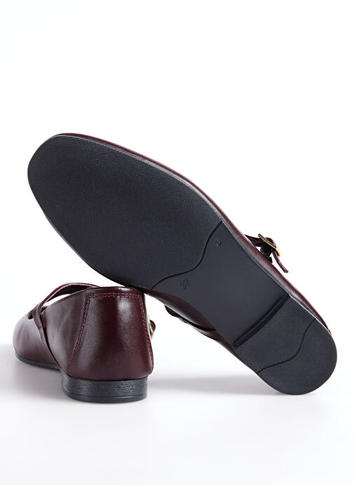 Fabrika Bordo Kadın Deri Babet - Görsel 5