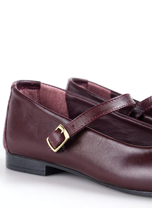 Fabrika Bordo Kadın Deri Babet - Görsel 6