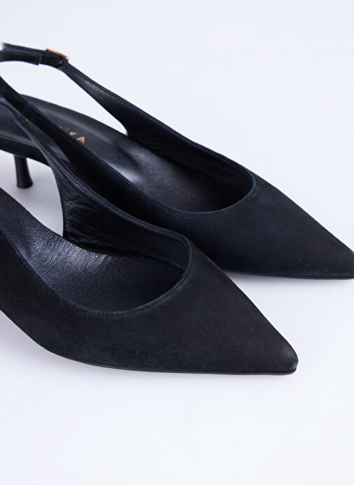 Fabrika Siyah Kadın Deri Topuklu Ayakkabı D-KITTEN-ILSA - Görsel 6