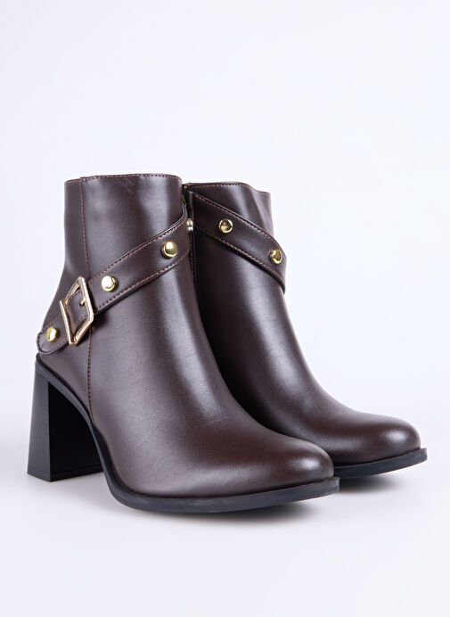 Fabrika Kahverengi Kadın Topuklu Bot BLOCK-BLENID - Görsel 3