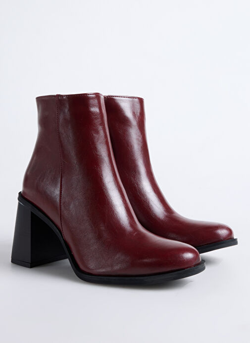 Fabrika Bordo Kadın Topuklu Bot BLOCK-BELLA - Görsel 3