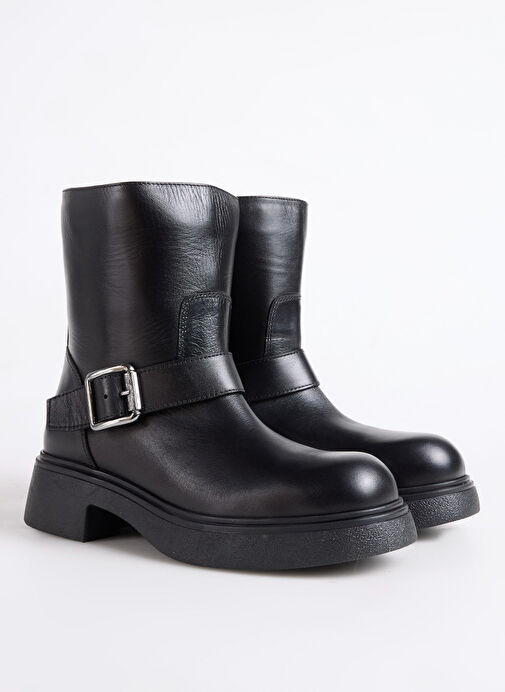 Fabrika Siyah Kadın Deri Bot D-MUDDY-LANFORD - Görsel 3