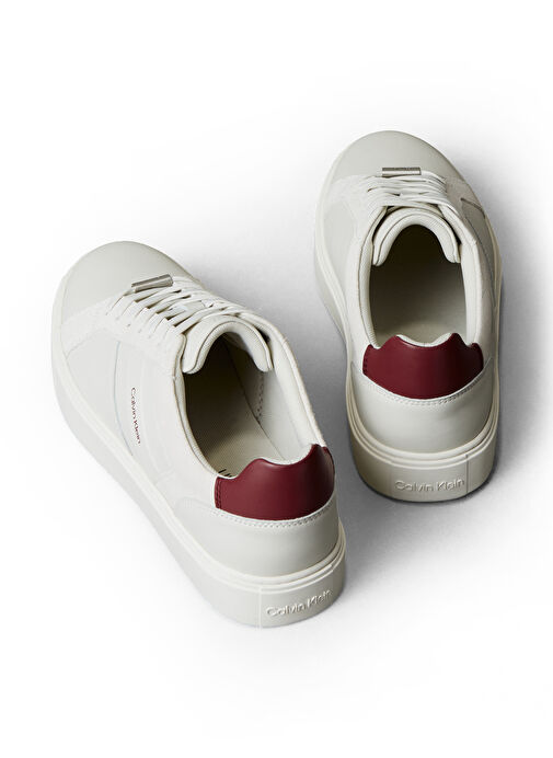 Calvin Klein Beyaz Erkek Sneaker CLASSIC CUPSOLE LACEUP TAPE LTH - Görsel 6