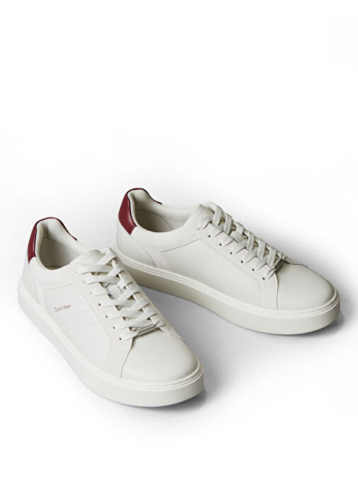 Calvin Klein Beyaz Erkek Sneaker CLASSIC CUPSOLE LACEUP TAPE LTH - Görsel 4