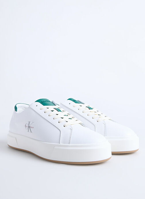 Calvin Klein Beyaz Erkek Sneaker BASKET CUPSOLE LACEUP LTH ML - Görsel 3