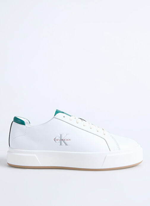 Calvin Klein Beyaz Erkek Sneaker BASKET CUPSOLE LACEUP LTH ML - Görsel 2