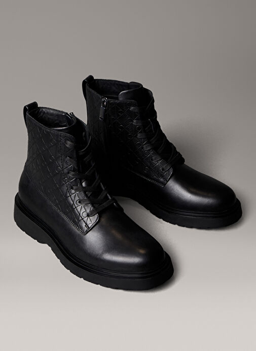 Calvin Klein Siyah Erkek Bot COMBAT ESS LACE UP ZIP BOOT AOP - Görsel 4