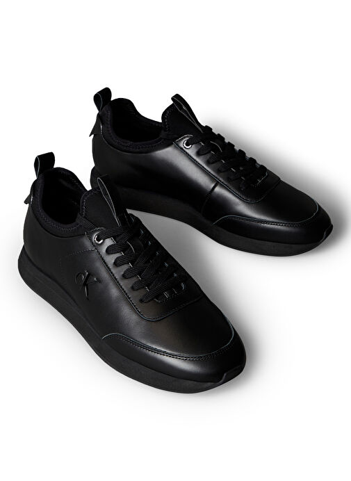 Calvin Klein Siyah Erkek Sneaker RETRO RUNNER SOCK LACEUP LTH - Görsel 4
