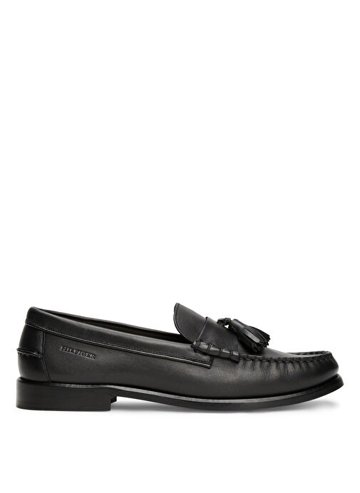 Tommy Hilfiger Siyah Erkek Klasik Ayakkabı HILFIGER TASSEL LTH LOAFER - Görsel 2