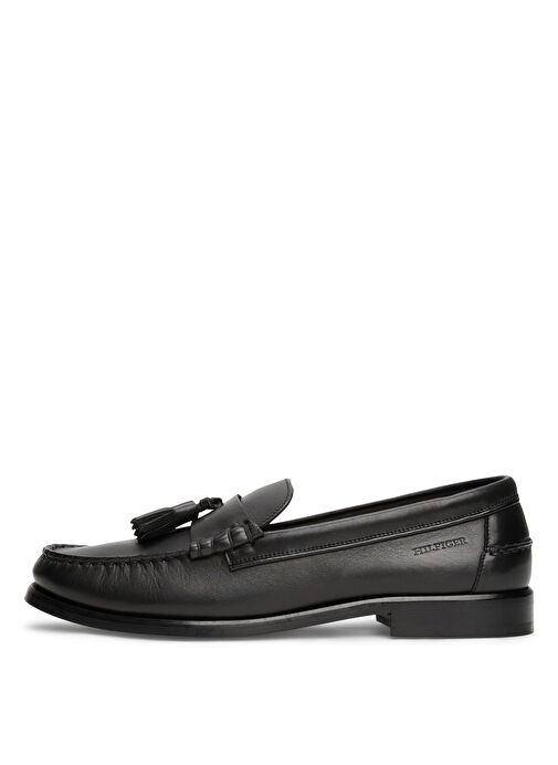 Tommy Hilfiger Siyah Erkek Klasik Ayakkabı HILFIGER TASSEL LTH LOAFER - Görsel 4