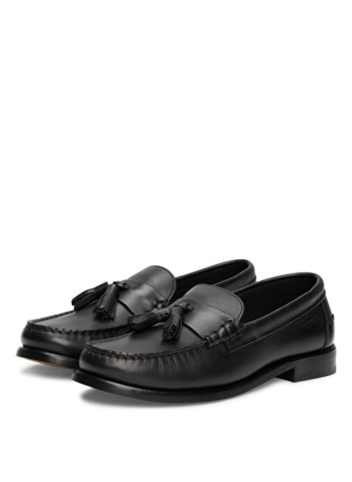 Tommy Hilfiger Siyah Erkek Klasik Ayakkabı HILFIGER TASSEL LTH LOAFER - Görsel 3
