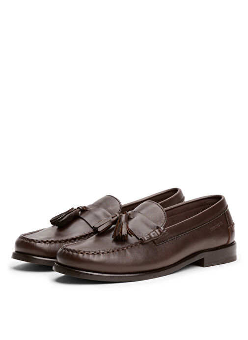 Tommy Hilfiger Kahverengi Erkek Klasik Ayakkabı HILFIGER TASSEL LTH LOAFER - Görsel 3
