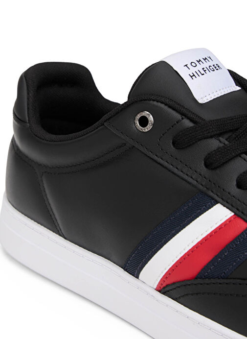 Tommy Hilfiger Siyah Erkek Deri Sneaker ICON COURT STRIPES - Görsel 6