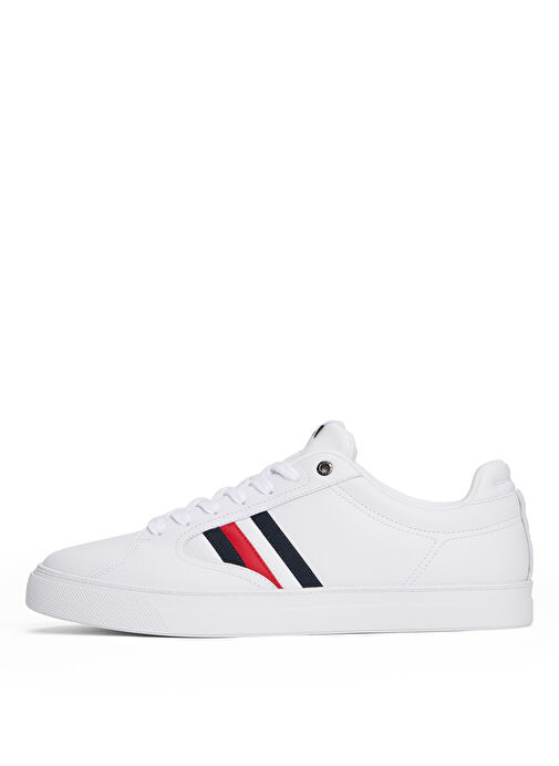 Tommy Hilfiger Beyaz Erkek Deri Sneaker ICON COURT STRIPES - Görsel 7