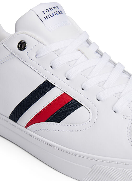 Tommy Hilfiger Beyaz Erkek Deri Sneaker ICON COURT STRIPES - Görsel 4