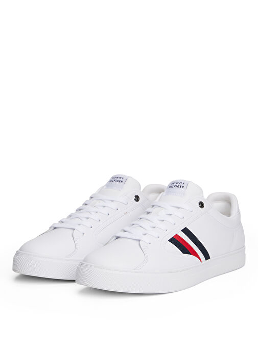 Tommy Hilfiger Beyaz Erkek Deri Sneaker ICON COURT STRIPES - Görsel 6