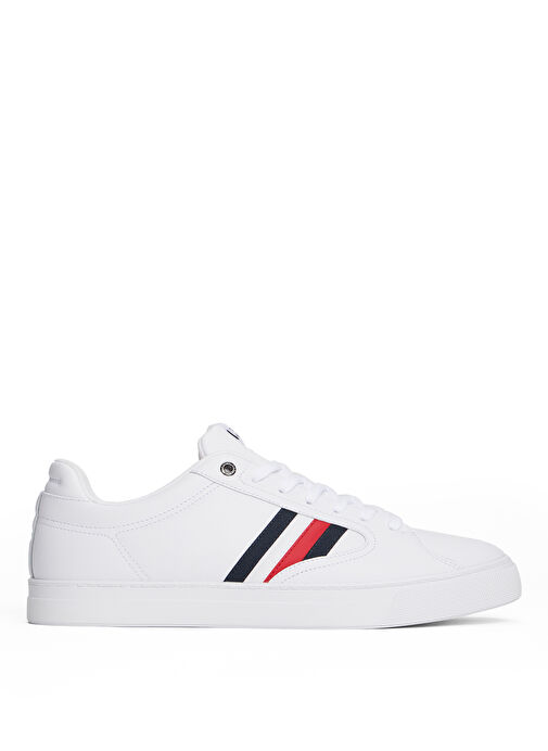 Tommy Hilfiger Beyaz Erkek Deri Sneaker ICON COURT STRIPES - Görsel 2
