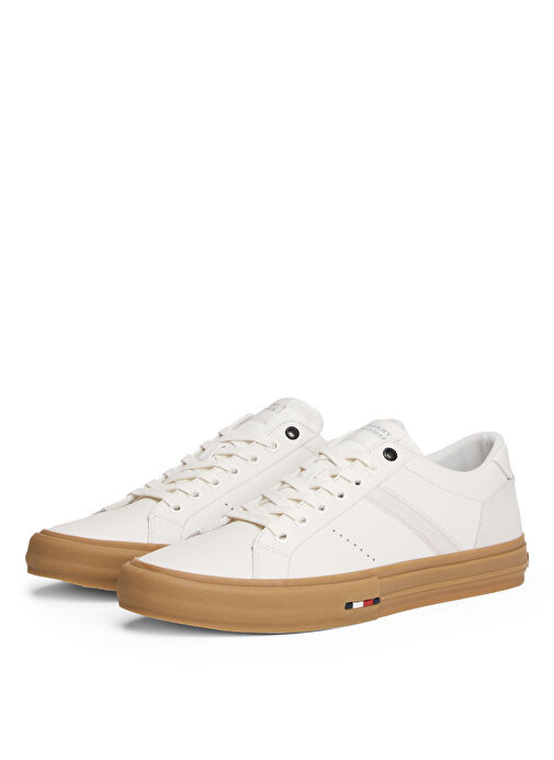 Tommy Hilfiger Ekru Erkek Deri Sneaker TH HI VULC LTH STREET - Görsel 3