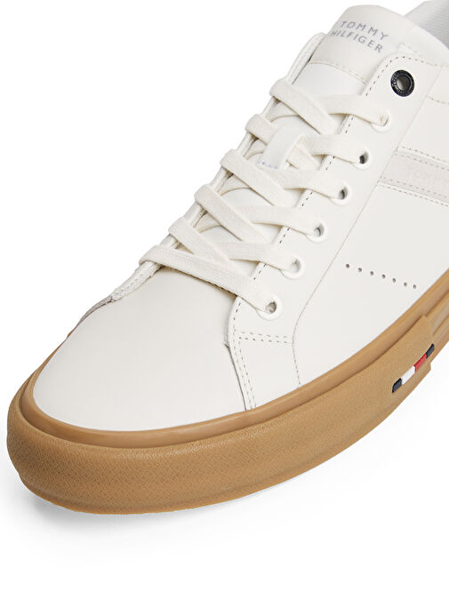 Tommy Hilfiger Ekru Erkek Deri Sneaker TH HI VULC LTH STREET - Görsel 6
