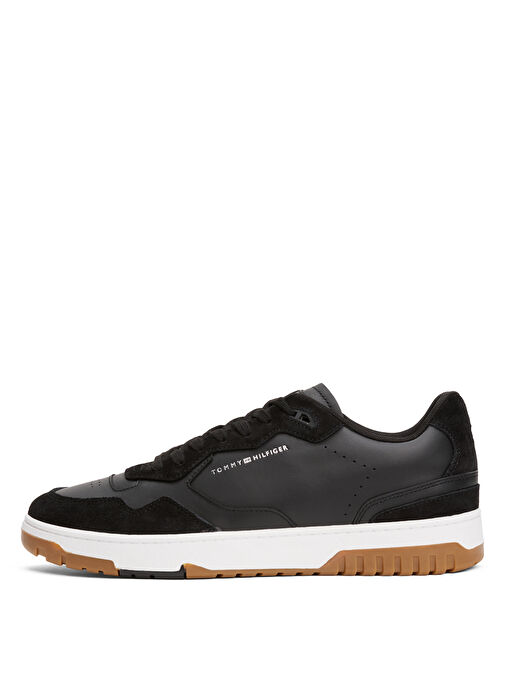 Tommy Hilfiger Siyah Erkek Deri Sneaker TH BASKET BETTER MIX LTH - Görsel 4