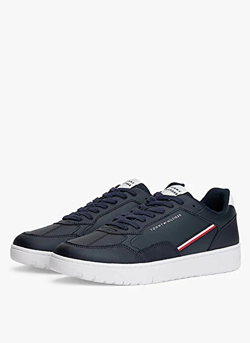 Tommy Hilfiger Lacivert Erkek Sneaker TH BASKET CORE STRIPES - Görsel 4