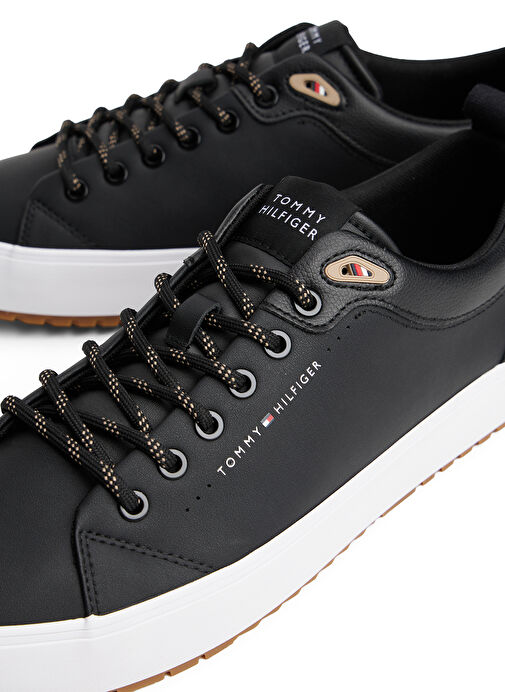 Tommy Hilfiger Siyah Erkek Sneaker TH HI VULC CORE LOW CLEAT LTH - Görsel 6