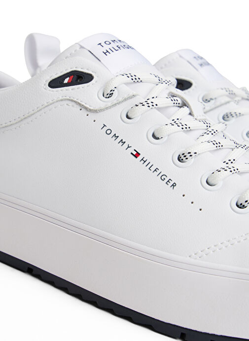 Tommy Hilfiger Beyaz Erkek Sneaker TH HI VULC CORE LOW CLEAT LTH - Görsel 6