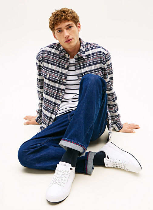 Tommy Hilfiger Beyaz Erkek Sneaker TH HI VULC CORE LOW CLEAT LTH - Görsel 7