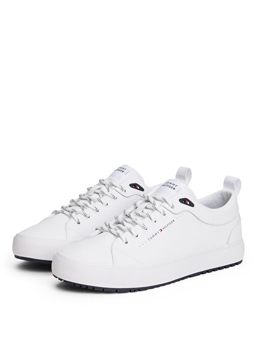 Tommy Hilfiger Beyaz Erkek Sneaker TH HI VULC CORE LOW CLEAT LTH - Görsel 3