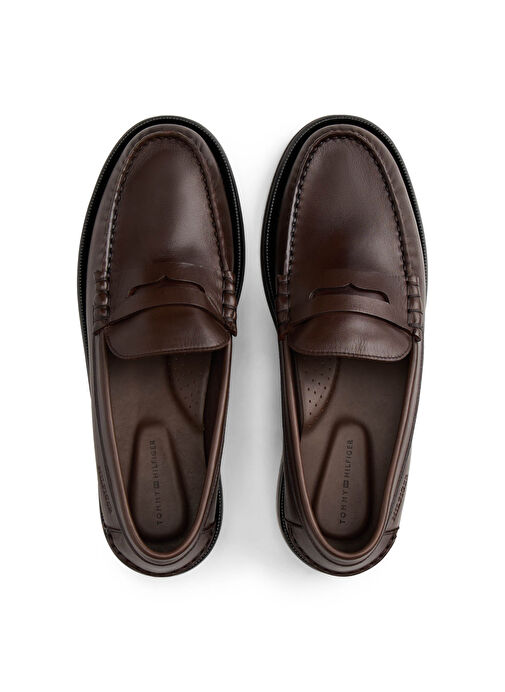 Tommy Hilfiger Kahverengi Erkek Deri Klasik Ayakkabı CLASSIC HIGH HILFIGER LTH LOAFER - Görsel 4
