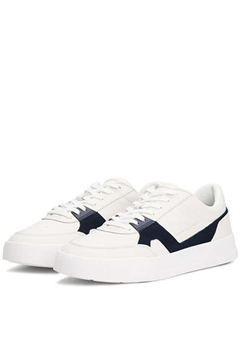 Tommy Hilfiger Beyaz Erkek Deri Sneaker TH COURT CRAFT LTH - Görsel 3