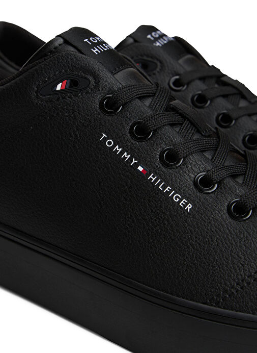 Tommy Hilfiger Siyah Erkek Sneaker TH HI VULC CORE LOW LTH II ESS - Görsel 6