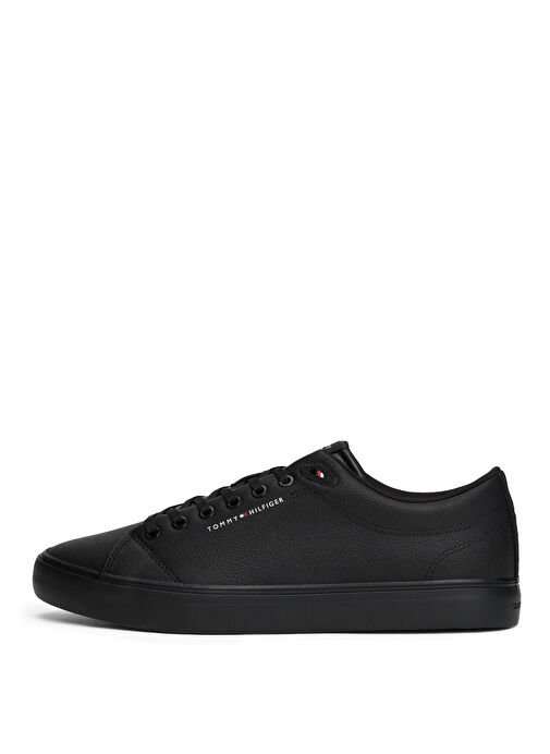Tommy Hilfiger Siyah Erkek Sneaker TH HI VULC CORE LOW LTH II ESS - Görsel 5