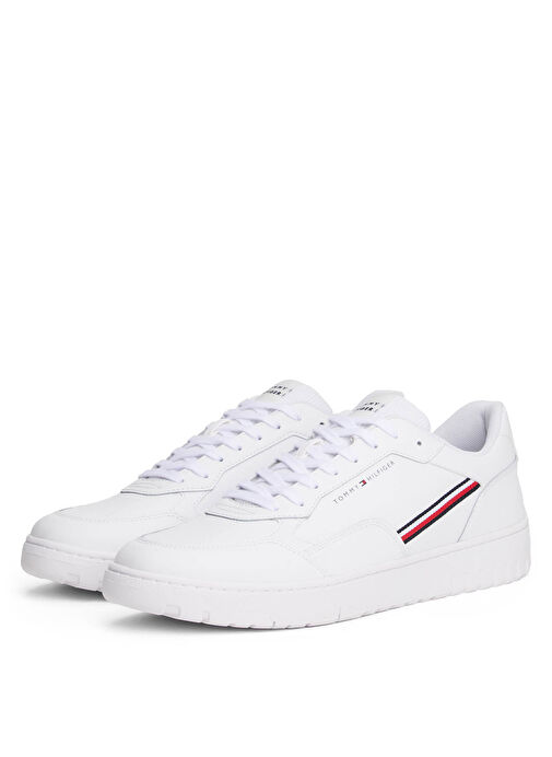 Tommy Hilfiger Beyaz Erkek Sneaker TH BASKET CORE STRIPES - Görsel 3