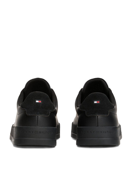 Tommy Hilfiger Siyah Erkek Sneaker TH COURT LTH DETAIL ESS - Görsel 4