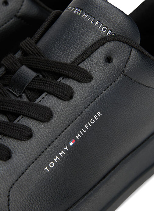 Tommy Hilfiger Siyah Erkek Sneaker TH COURT LTH DETAIL ESS - Görsel 6