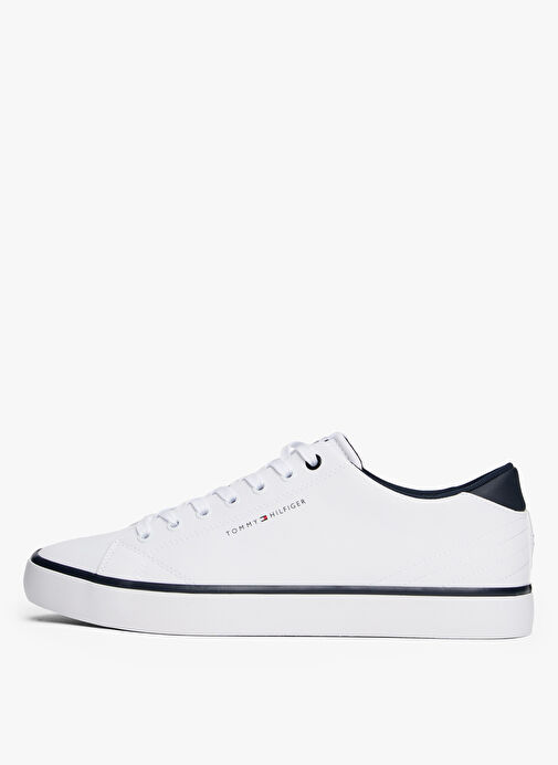 Tommy Hilfiger Beyaz Erkek Sneaker TH HI VULC CORE LOW LEATHER - Görsel 6