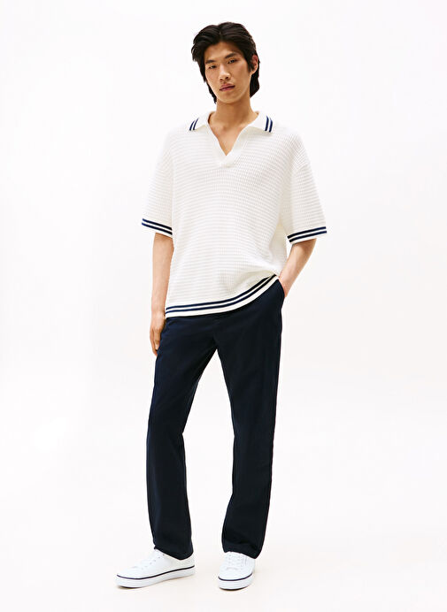 Tommy Hilfiger Beyaz Erkek Sneaker TH HI VULC CORE LOW LEATHER - Görsel 9