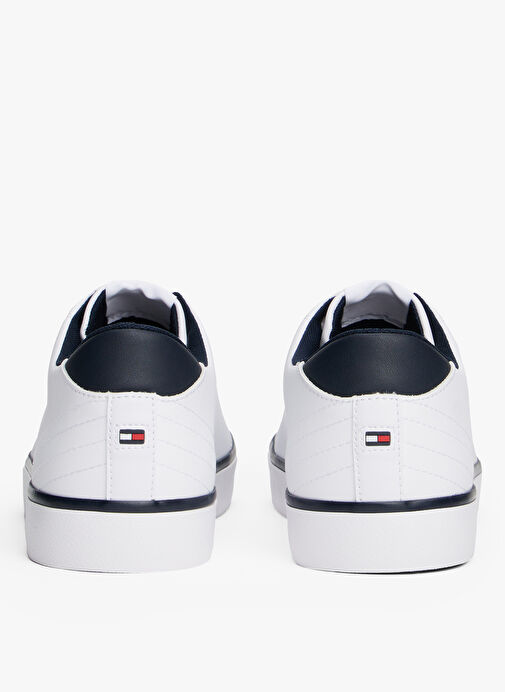 Tommy Hilfiger Beyaz Erkek Sneaker TH HI VULC CORE LOW LEATHER - Görsel 5