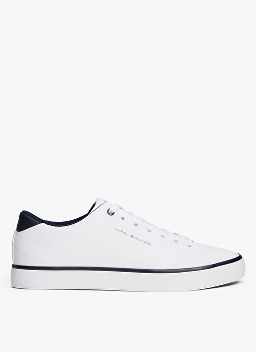 Tommy Hilfiger Beyaz Erkek Sneaker TH HI VULC CORE LOW LEATHER - Görsel 2