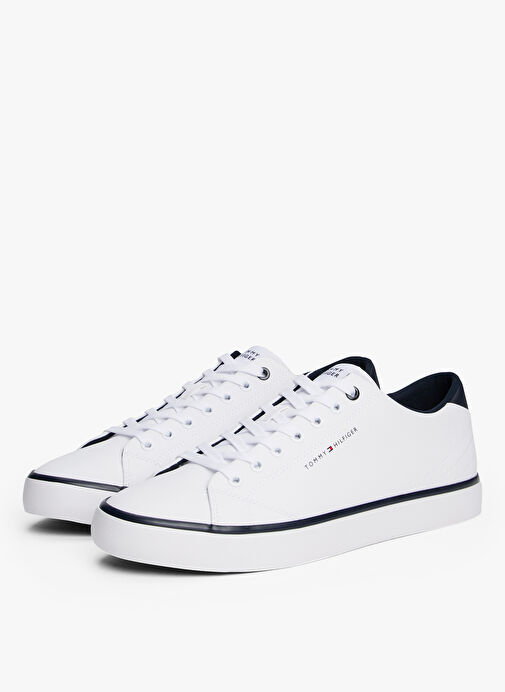 Tommy Hilfiger Beyaz Erkek Sneaker TH HI VULC CORE LOW LEATHER - Görsel 3