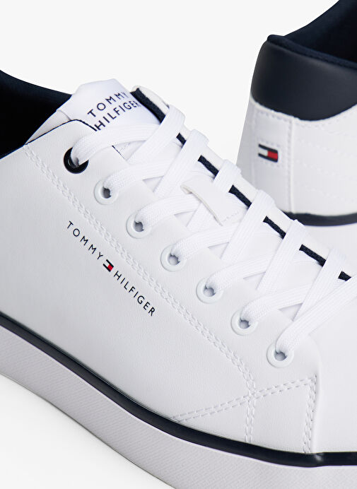 Tommy Hilfiger Beyaz Erkek Sneaker TH HI VULC CORE LOW LEATHER - Görsel 8