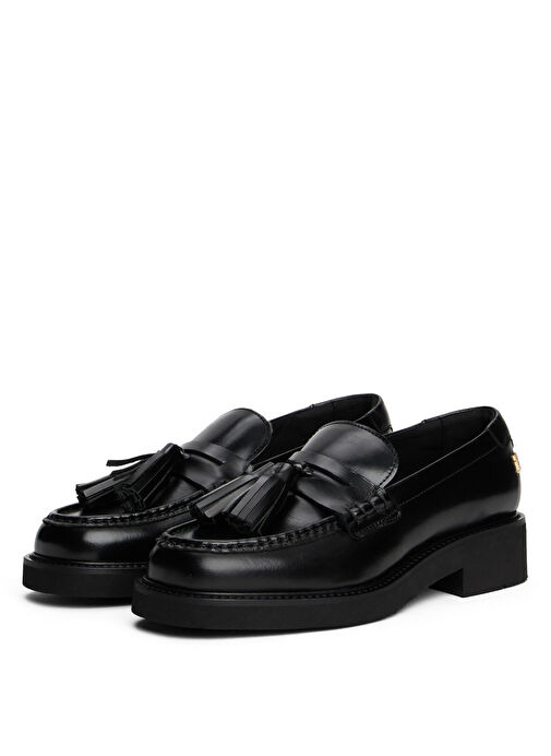 Tommy Hilfiger Siyah Kadın Deri Loafer FW0FW08749 - Görsel 4