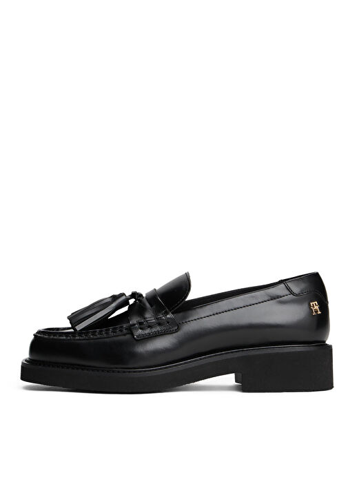 Tommy Hilfiger Siyah Kadın Deri Loafer FW0FW08749 - Görsel 3