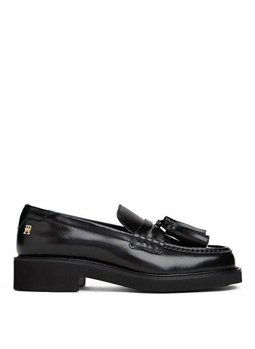 Tommy Hilfiger Siyah Kadın Deri Loafer FW0FW08749 - Görsel 2