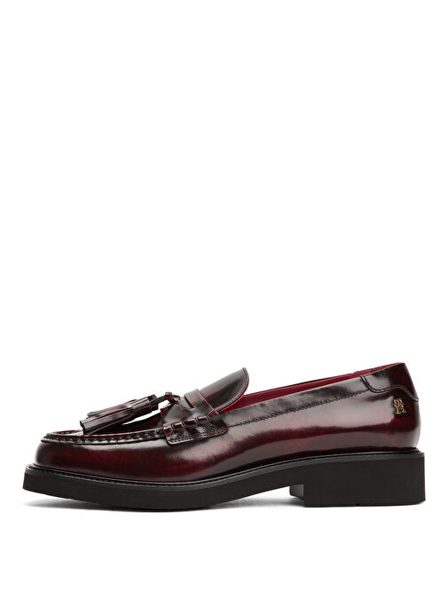 Tommy Hilfiger Bordo Kadın Deri Loafer FW0FW08749 - Görsel 3
